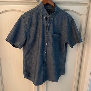 J Crew Mens Blue Chambray Short Sleeve
